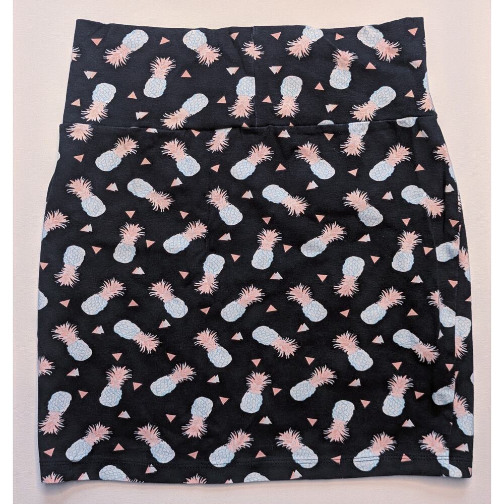 Vaporwave Y2K Aesthetic Mini Skirt, Neon Pineapples on Black